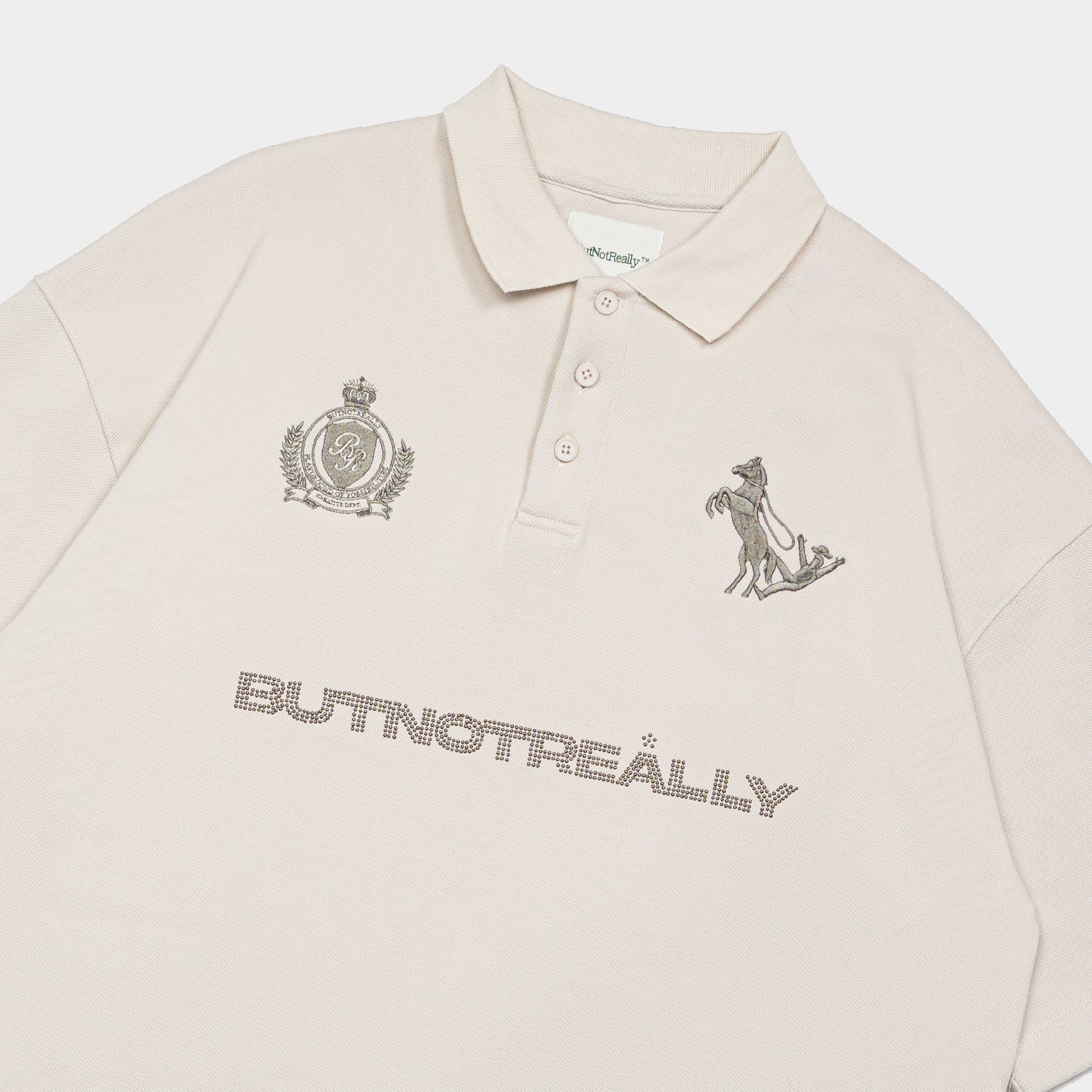 ButNotReally™ Graphic Interlock Oversized Polo Tee - Image 4