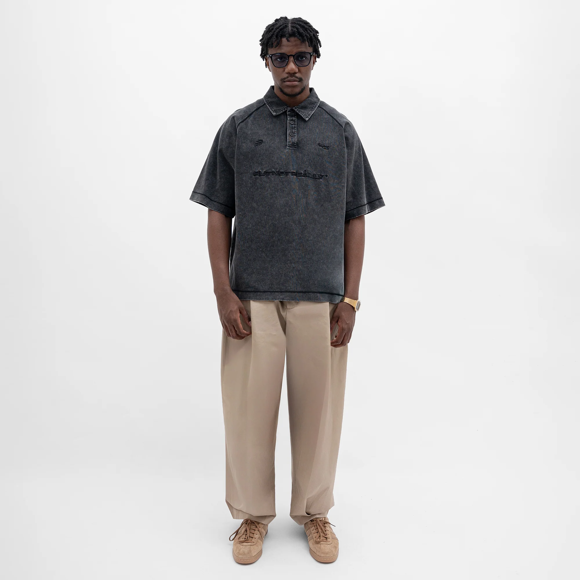 ButNotReally™ Stone-Washed Cotton Oversized Polo Tee - Image 2