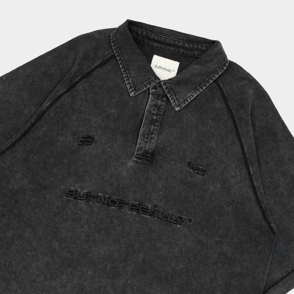 ButNotReally™ Stone-Washed Cotton Oversized Polo Tee - Image 4