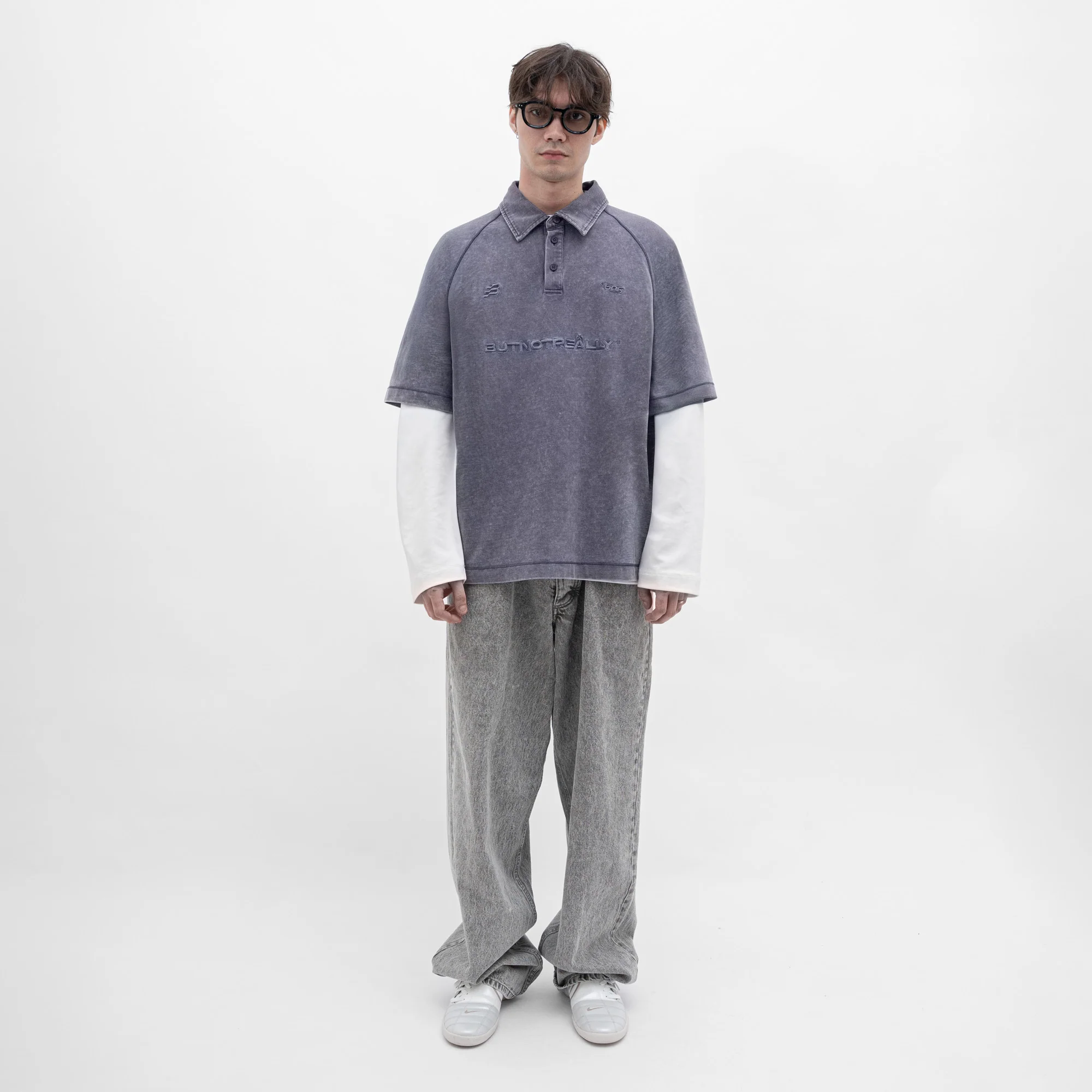 ButNotReally™ Stone-Washed Cotton Oversized Polo Tee - Image 2