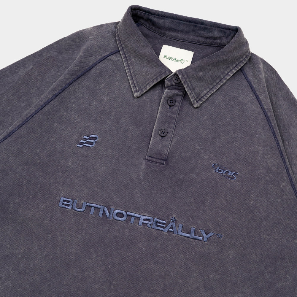 ButNotReally™ Stone-Washed Cotton Oversized Polo Tee - Image 4