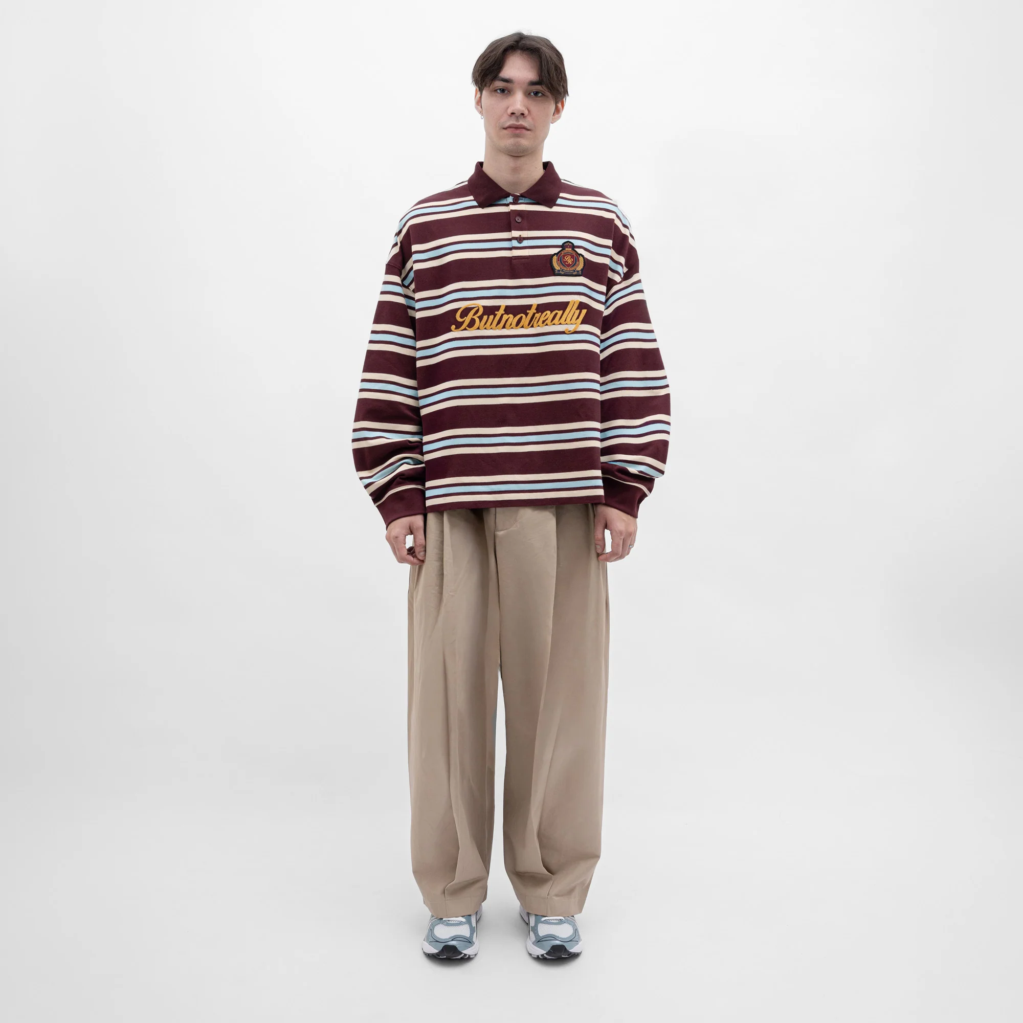 ButNotReally™ Stripes Cotton Long Sleeves Polo Tee - Image 2
