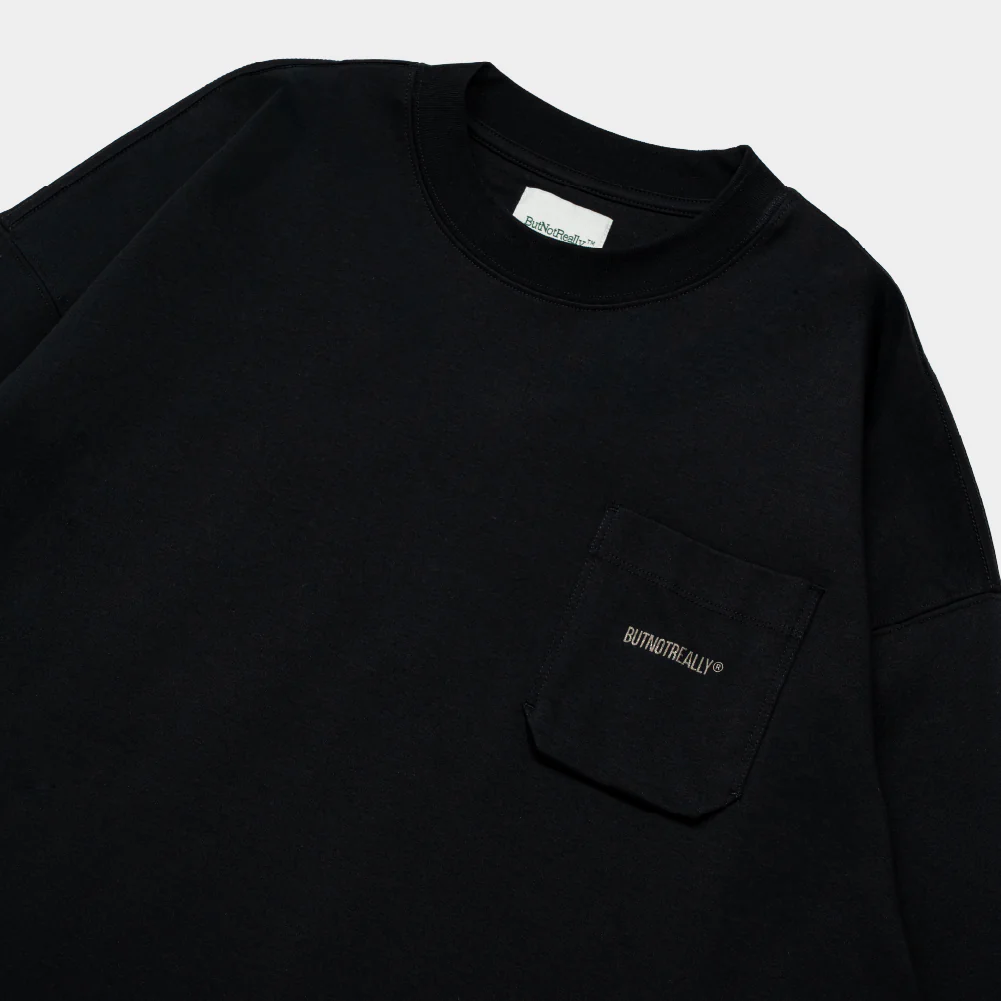 ButNotReally™ Core Cotton Oversized Long Sleeves Pocket Tee - Image 3