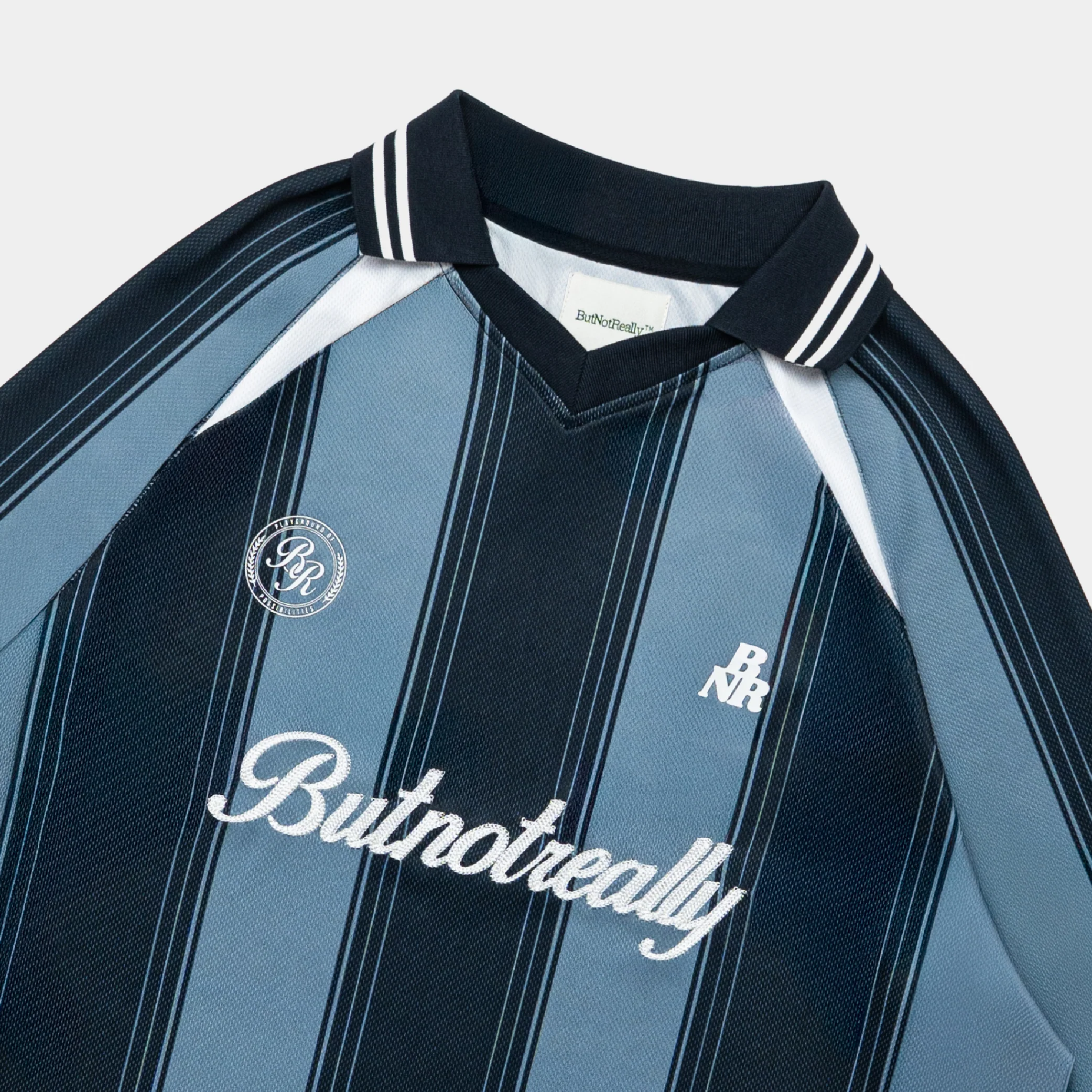 ButNotReally™ Mesh Stripes Oversized Longsleeves Polo Jersey - Image 3