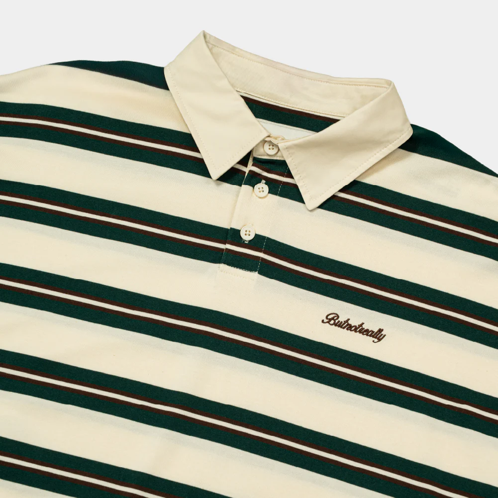 ButNotReally™ Stripes Interlock Long Sleeves Polo Tee - Image 3